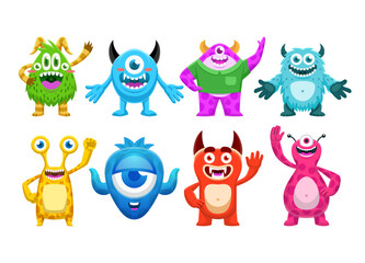 Collection of Cute Monster in Flat Style Illustration