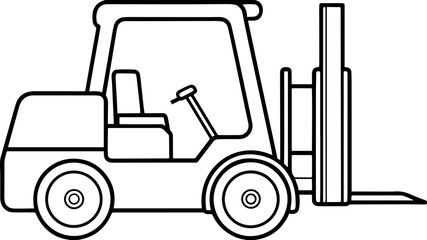 Forklift outline vector illustration, line art