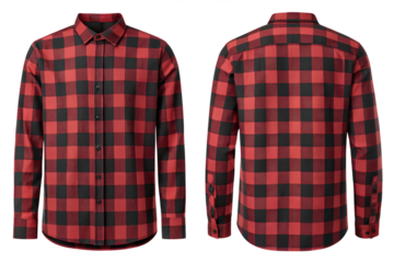 Classic red and black checkered flannel shirt front and back view, perfect for casual wear