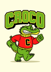 Crocodile Mascot Vintage Old School Poster Design