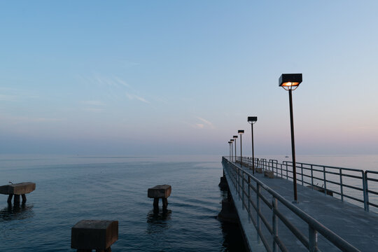 Fototapeta Pier at Sunrise on Lake Erie