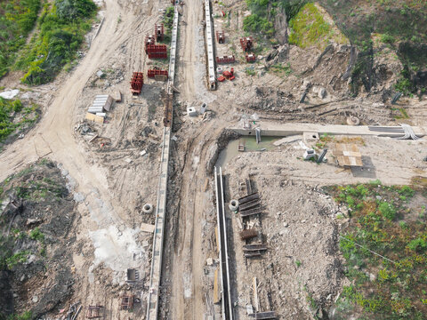Aerial View of New Town Infrastructure Construction Site
