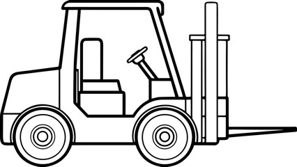 Forklift outline vector illustration, line art