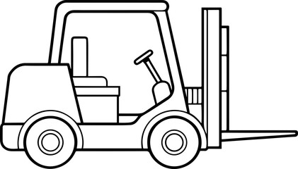 Forklift outline vector illustration, line art