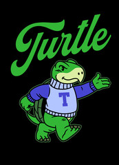 Mascot of Turtle Cartoon Illustration in Vintage Style