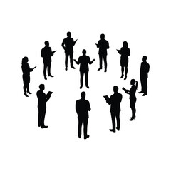 Silhouette of businesspeople in a meeting team collaboration corporate discussion brainstorming session