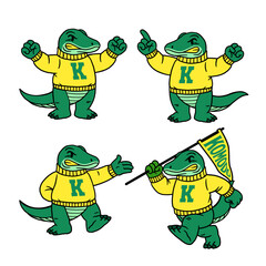 Set of Komodo Sport Mascot in Vintage Style