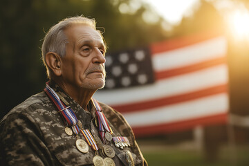 Veteran memorial day portrait american flag military appreciation medals
