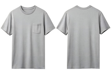 Showcasing a stylish grey t-shirt front and back for fashion design mockups and apparel branding