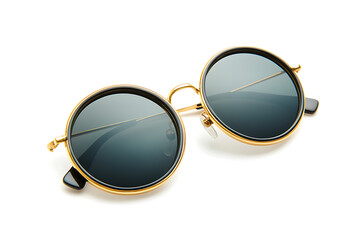 Stylish round sunglasses with gold accents offer a modern, elegant look for fashion, travel, and lifestyle branding