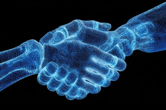 Abstract wireframe handshake