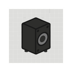 Obraz premium Modern black speaker with a circular woofer and silver ring