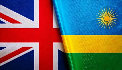 イギリスとルワンダの国旗。(UK flag and Rwanda flag.)
