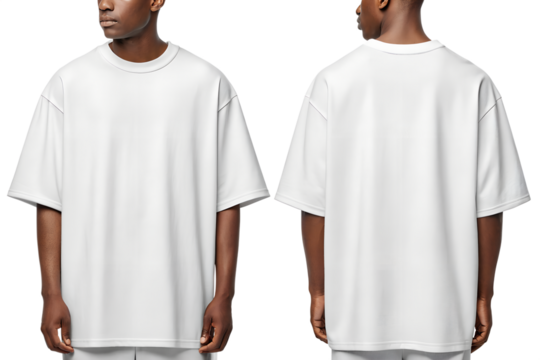Modern man showcasing versatile white t-shirt front and back for stylish apparel design mockups
