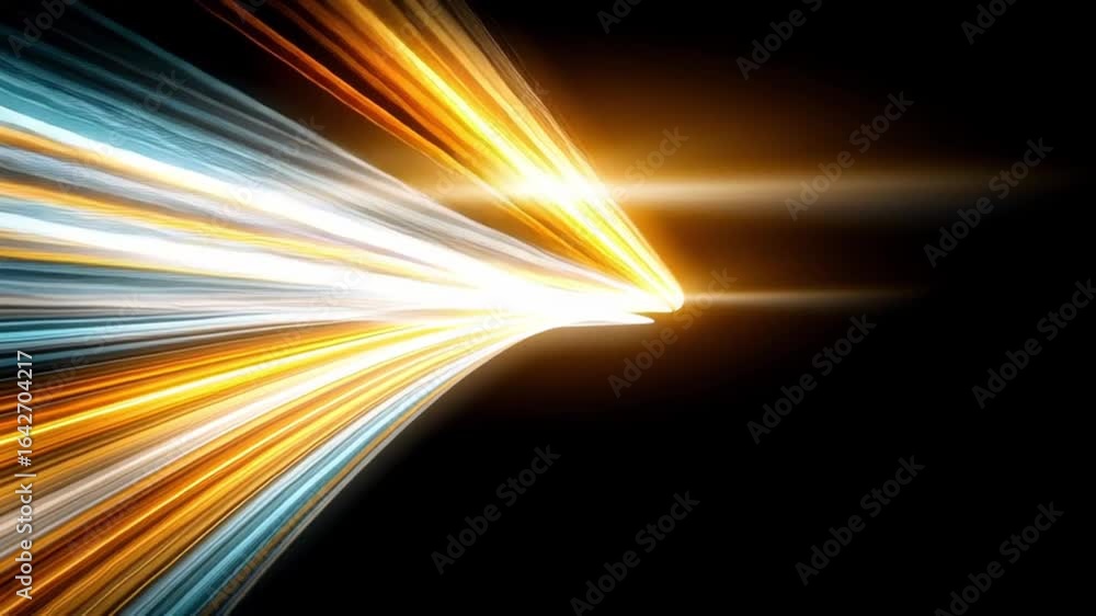 Poster light effect with dynamic glowing streaks in yellow and blue colors creating vibrant energy and moti