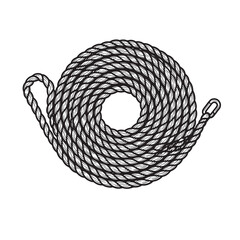 Coiled rope vector illustration showing detailed textures and artistic nautical design