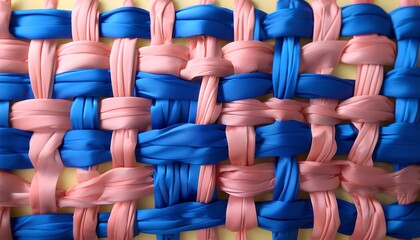Woven Textile with Pink and Blue Ribbons