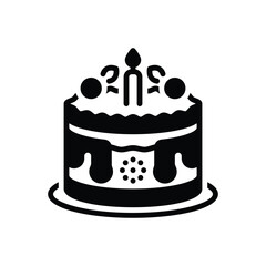 Black solid icon for cake