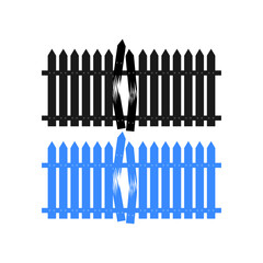 Old and Damaged Fence Vector Set