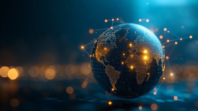 Global connectivity illuminated earth visuals technology environment abstract viewpoint for seo impact