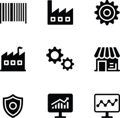 Naklejka premium Barcode factory gear factory gears shop shield monitor graph monitor scanner product