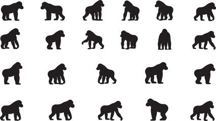 gorillas silhouettes vector