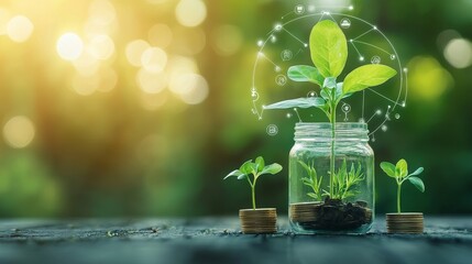 Sustainable growth planting ideas nature infographic greenhouse close-up environmental awareness