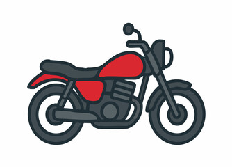 Fototapeta premium Vector Illustration of Motorcycle with Red Fuel Tank on Transparent Background