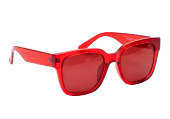 Bold red oversized sunglasses with translucent frames add a vibrant, stylish statement to any fashion ensemble or photoshoot accessory collection.