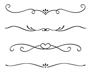 Set of Vintage decorative lines. text dividers. Line border. Lines separators, Borders, Vintage dividers, Underline elements. Vector illustration