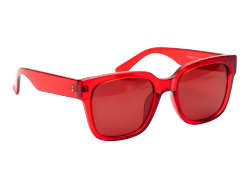 Bold red oversized sunglasses with translucent frames add a vibrant, stylish statement to any fashion ensemble or photoshoot accessory collection.