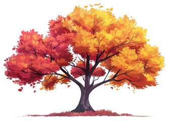 PNG Vibrant autumn tree illustration