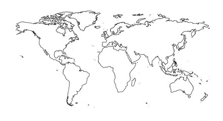 Fototapeta premium World map outline vector illustration for geography and education