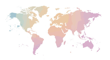 Watercolor world map pastel colors global earth illustration design