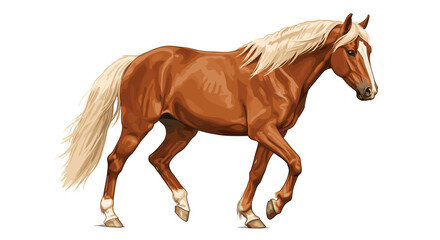 Beautiful palomino horse with golden mane and tail walking