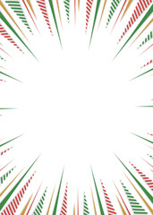 柄入りの集中線、背景フレーム、ポップなデザイン、クリスマスカラー、縦向き