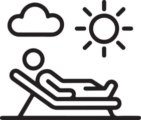 Person relaxing on a lounge chair under the sun and clouds