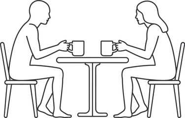 Couple drinking coffee at table illustration vector design
