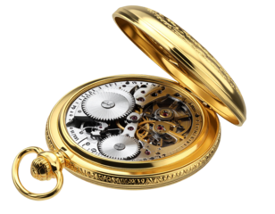 3D Render of a Classic Gold Pocket Watch Isolated