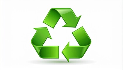Obraz premium A glossy 3D recycling symbol with three green arrows forming a triangle.
