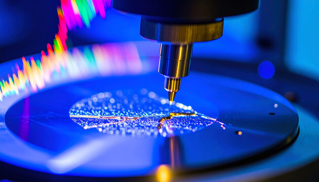 Probe Scans a Crystalline Landscape with Data Spectrum. - Powered by Adobe