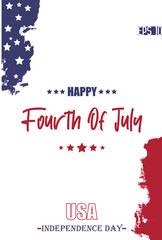 Happy 4th of July USA Independence Day Cursive Text Typography USA Abstract Flag Template