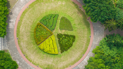 Aerial View Pie Chart Garden Circular Park Design