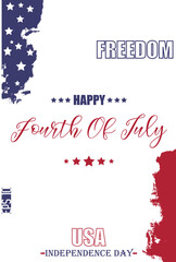 Happy 4th of July USA Independence Day Stylish Typescript Text USA Abstract Flag Template