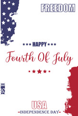 Happy 4th of July USA Independence Day Stylish Text Lettering USA Abstract Flag Template