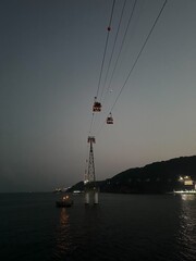 Cable Cars Over the Sea at Twilight