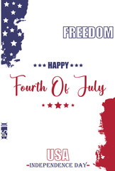 Happy 4th of July USA Independence Day Modern Typescript Text USA Abstract Flag Template