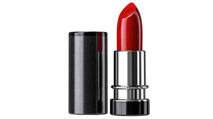 Obraz premium A vibrant red lipstick in a sleek black tube, representing beauty and elegance. Perfect for makeup enthusiasts and cosmetic collections, this product stands out in any setting.