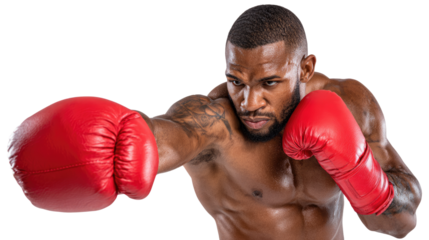 A focused boxer strikes with precision, showcasing determination and strength