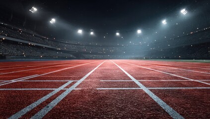 Naklejka premium Empty stadium track at night (1)